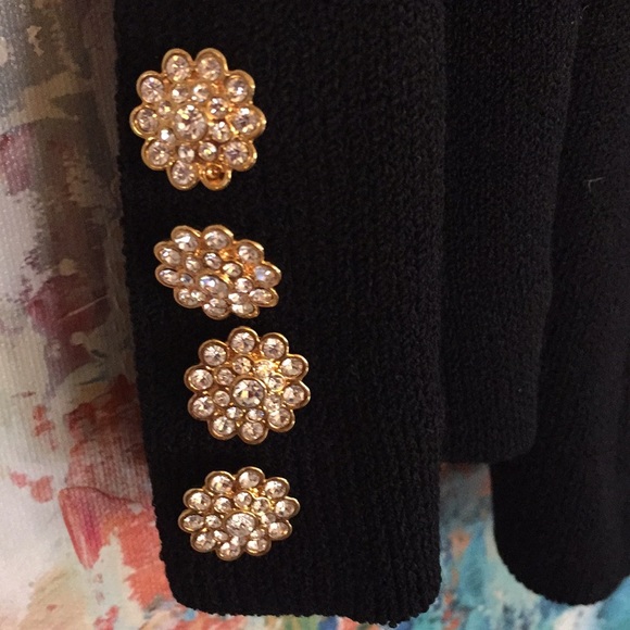 St John Evening Jacket Crystal Buttons Detachable Reverse Collar Sz 4 EC! - Picture 7 of 12